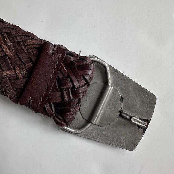 Vintage Braided Leather Belt Womens M/L Brown Shells Turquoise Indie Boho Hippie - Picture 7 of 10